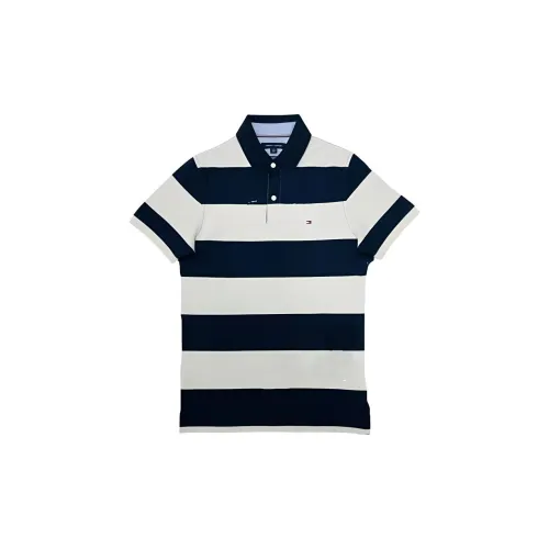 Tommy Hilfiger Polo Shirts Men Navy Blue White Multicolor