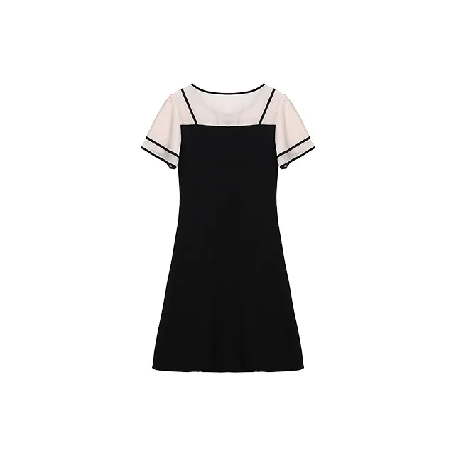 Still Quiet Short Sleeved Dress Women's Black-1