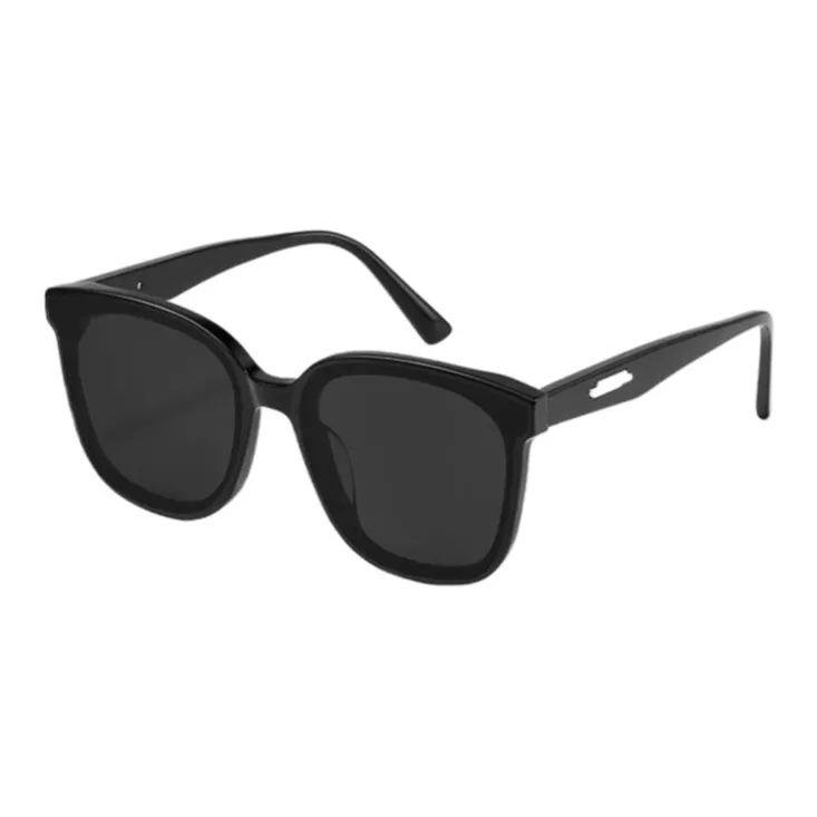 Thunder Pailong Plate Frame Square Sunglasses Unisex Black/Transparent Gray-0