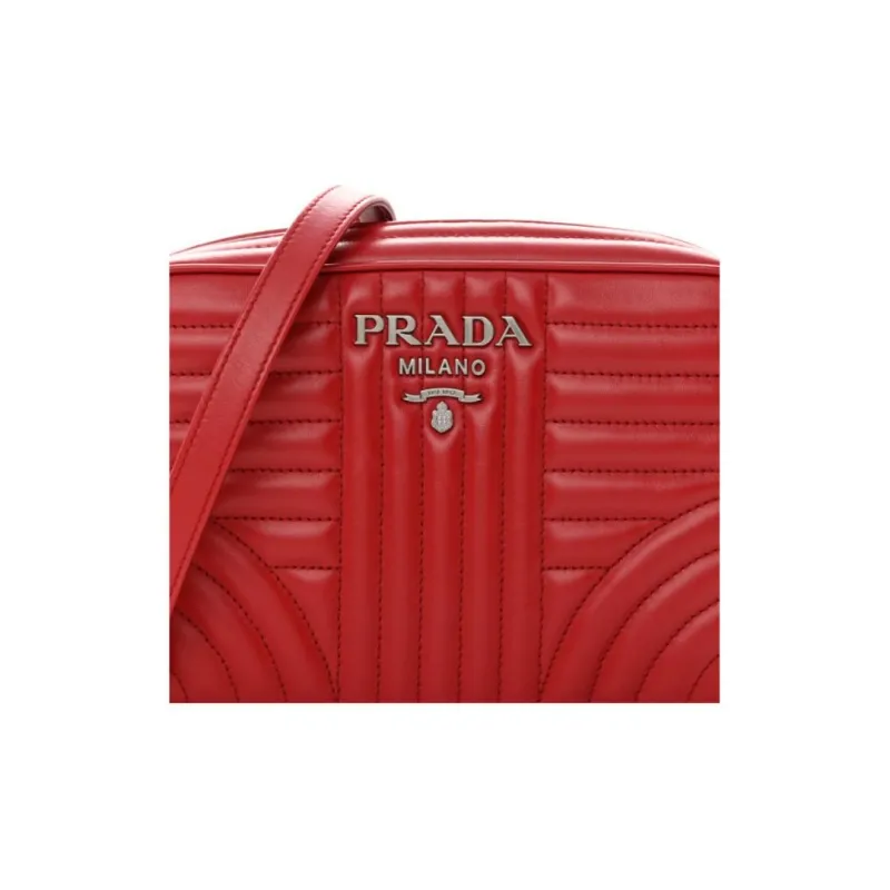 PRADA Calfskin Camera Bags Crossbody Bag Shoulder Bag Women's Red-5