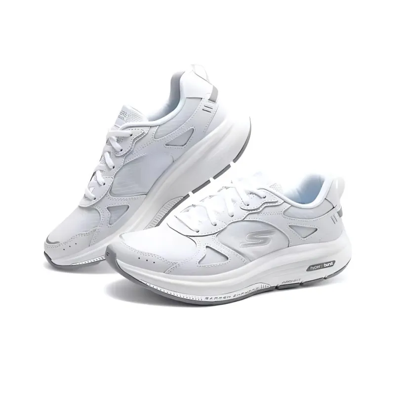 Skechers Cushioning Wear Resistant Low Top Running Shoes Women's White Silver-3