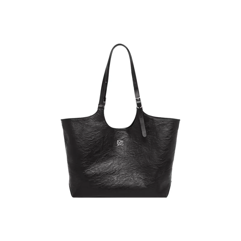 JONBAG Synthetic Leather Tote Bag Shoulder Bag Large Size Women's Pure Black-1