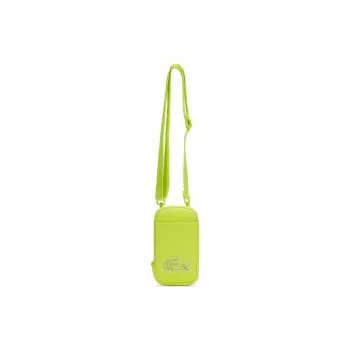 LACOSTE Fabric Cell Phone Pouch Shoulder Bag Crossbody Bag Mini Unisex Neon Yellow/Black