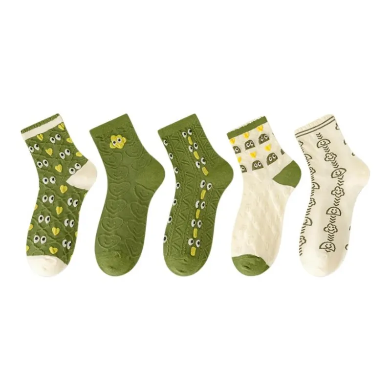 MIIOW Mid Calf Socks Women's 5 Pack-3