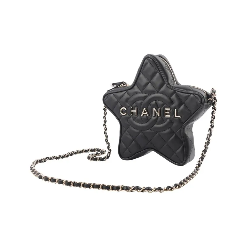 CHANEL Sheepskin Clutch, Shoulder Bag, Crossbody Bag Women's Black-5