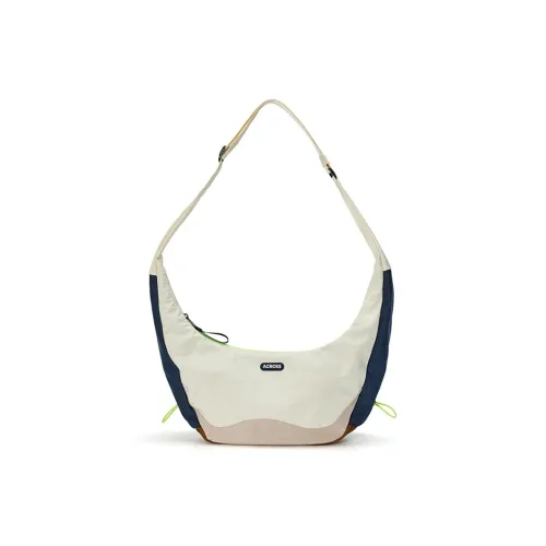 ACROSS Polyester Dumpling Bag, Shoulder Bag, Crossbody Bag, Commuter Bag, Cycling Bag Medium Size Unisex Ecru/Black