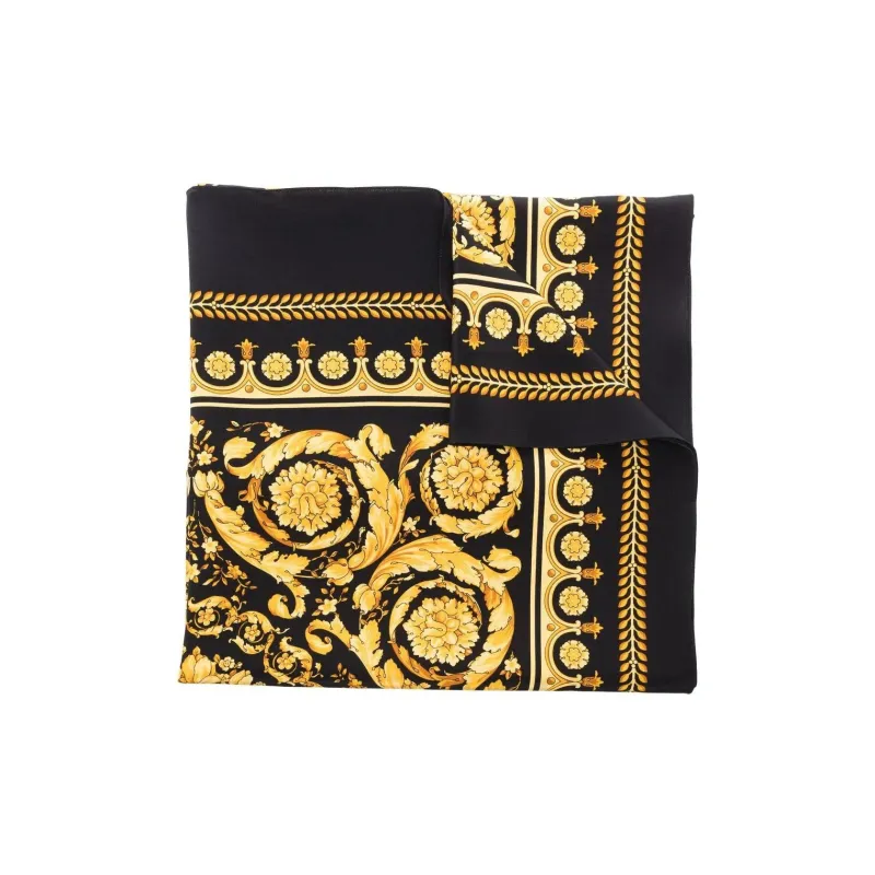 VERSACE Silk Silk Scarves Unisex Black/Gold-0