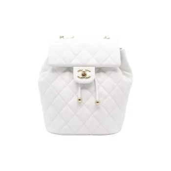 CHANEL Shiny Calfskin Backpack Women's White
