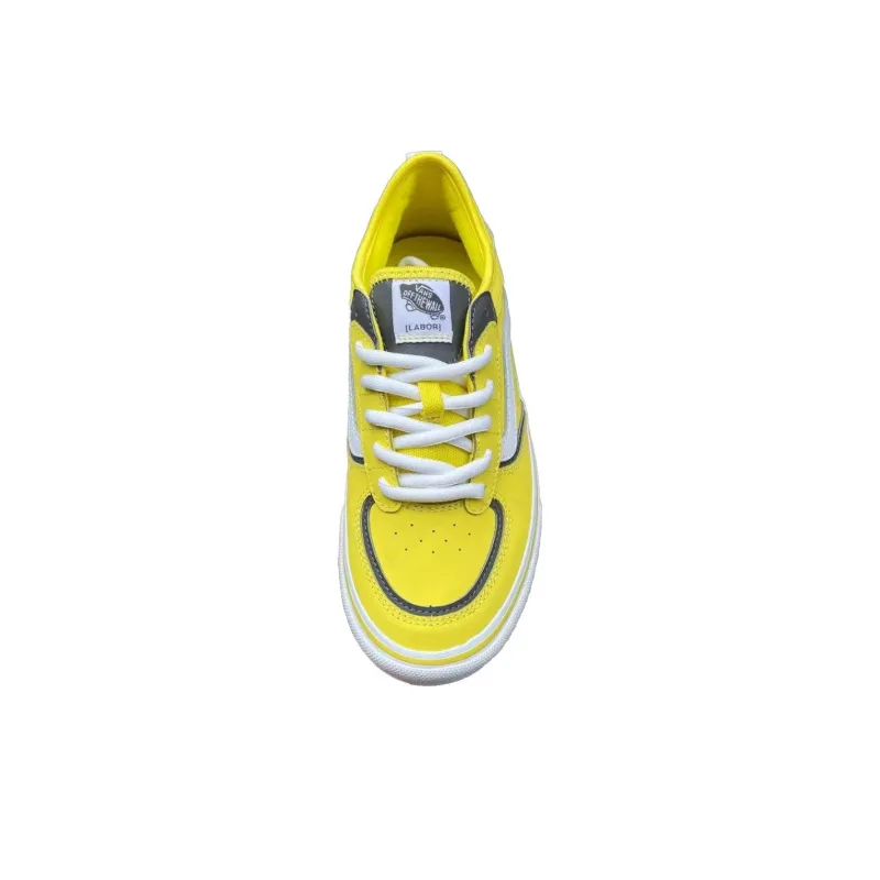 Labor Skate Shop x Vans Skate Rowley Anti-Slip And Wear-Resistant Breathable Low-Top Skateboard Shoes Unisex Yellow-1