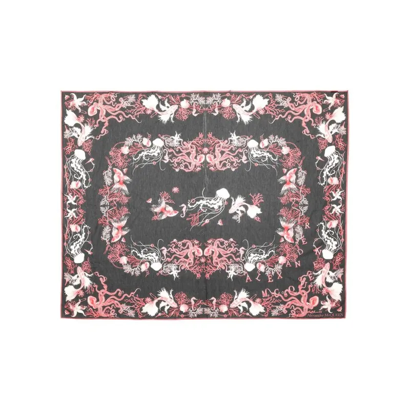 Alexander McQueen Cotton Silk Scarves Women's Black-0