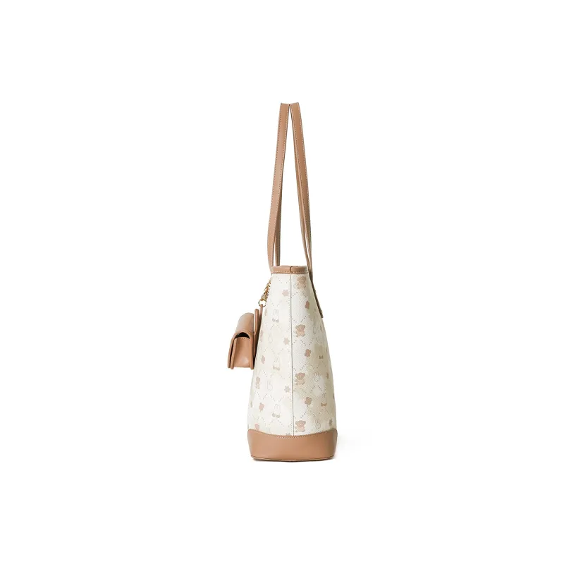 Miffy Synthetic Leather Tote Bag Shopping Bag Crossbody Bag Shoulder Bag Women's White/Khaki-2