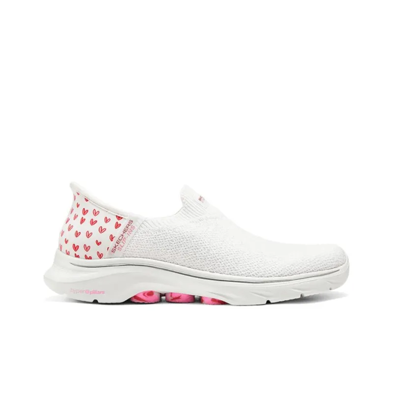 Skechers WOMEN'S GO WALK Slip Resistant Breathable Lightweight Rebound Low Top Casual Shoes Women's White Pink-1