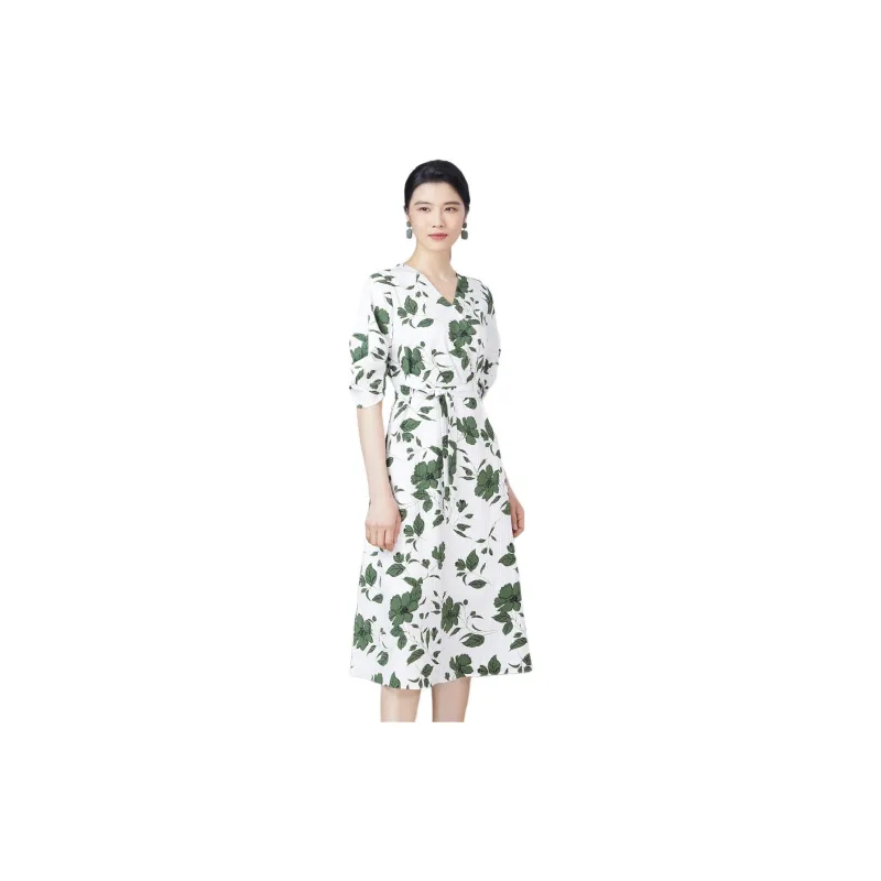 BBLLUUEE Short Sleeved Dress Women's Tea Green-1