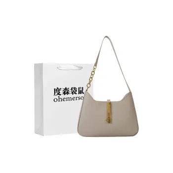 Dusen Kangaroo PU Shoulder Bag Women's White/Black/Khaki/Brown