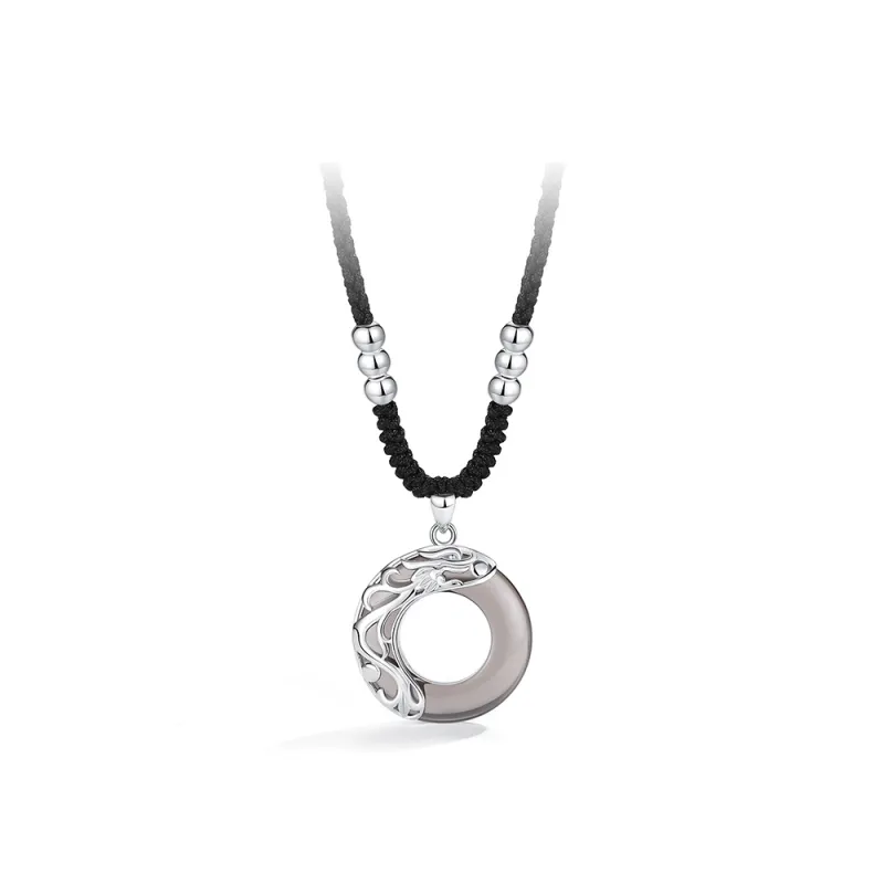 Eoro Obsidian S925 Silver Necklace Men's-0