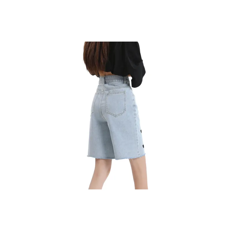 Rose Denim Shorts Women's Blue-1