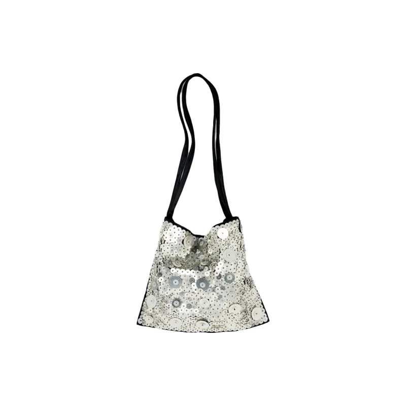 ZARA Polyester Handbag, Shoulder Bag Large Size Women's Silver-3