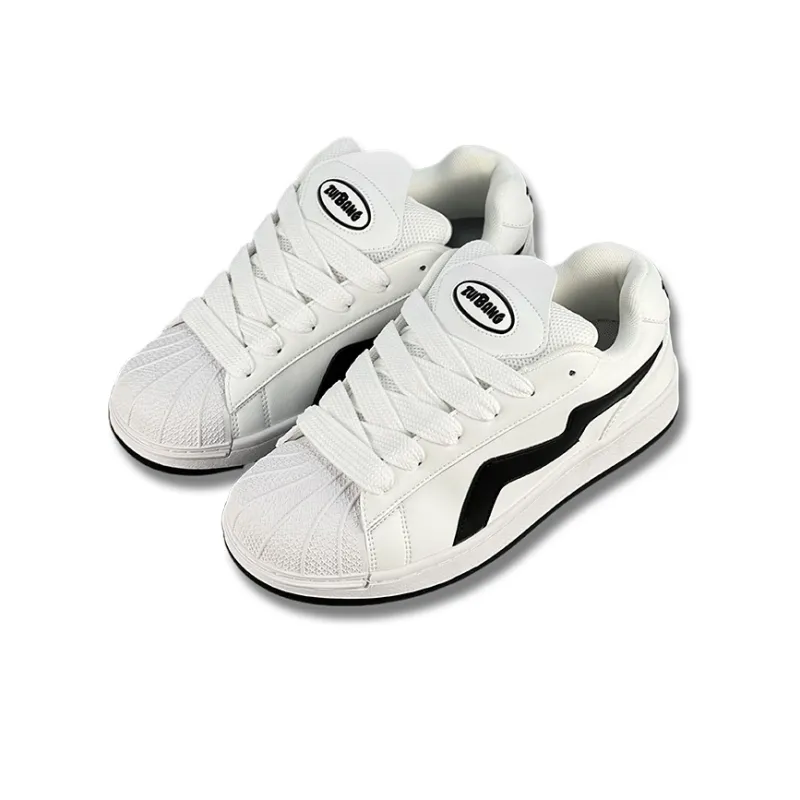 ZUIBANG Shell Shoes Durable Lightweight And Breathable Low Top Skateboard Shoes Unisex White Black-2