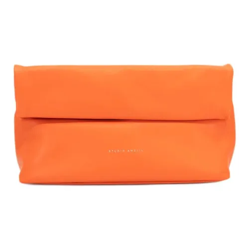 STUDIO AMELIA Sheep Nappa Leather Clutch Women's Orange