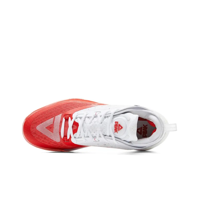 PEAK Cushioning Anti-Slip And Wear-Resistant Rebound Low-Top Basketball Shoes Men's White Red-2