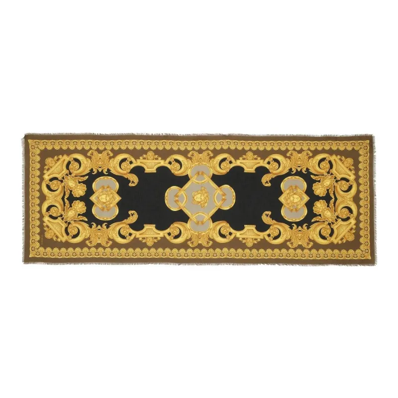 VERSACE Modal Knit Scarves Unisex Black/Gold-3