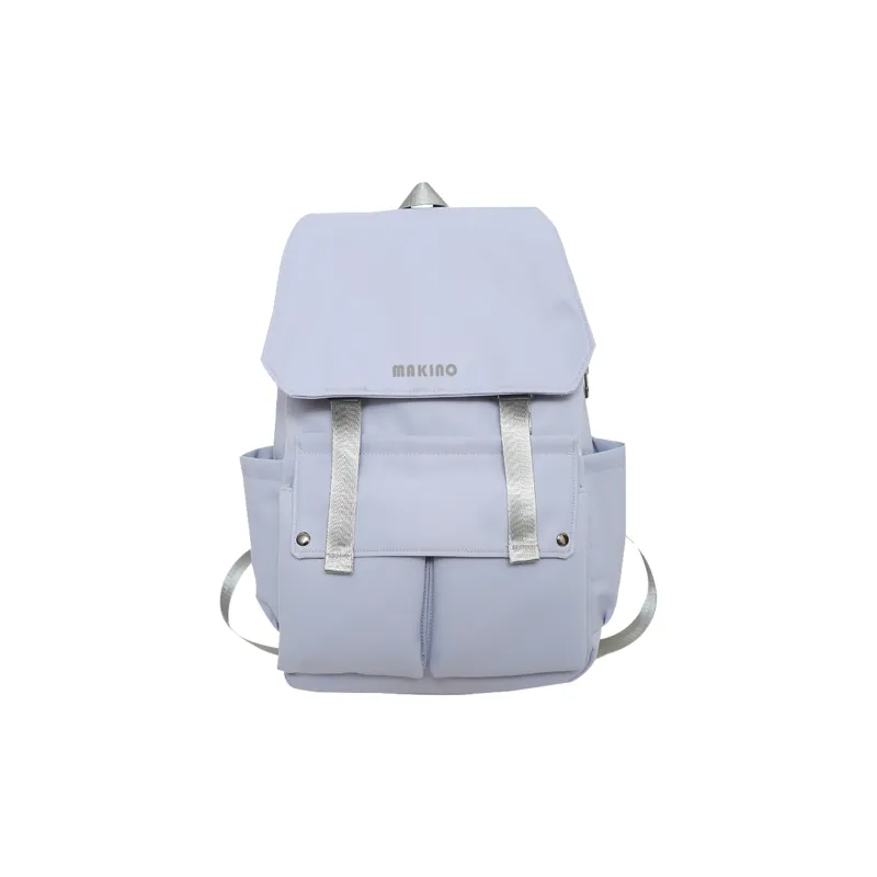 MAKINO Fabric Backpack Medium Size Unisex Black/White/Blue-11
