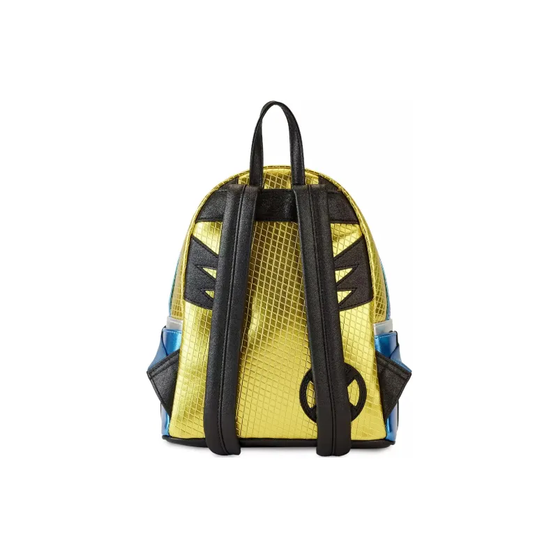 Disney Polyurethane Stamped Leather Backpack Mini Men's Gold Blue-2