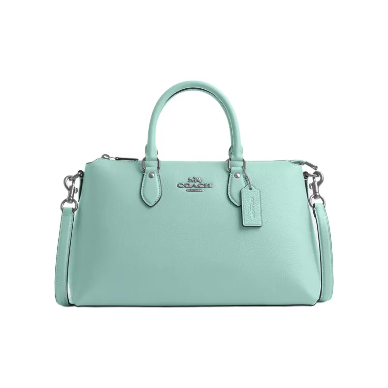 COACH Leather Shoulder Bag Crossbody Bag Handbag Large Size Women's Pale Blue-0