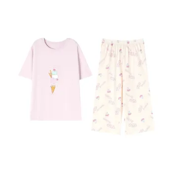 XIN1BU Pajama Set Women's Doodoo Pink