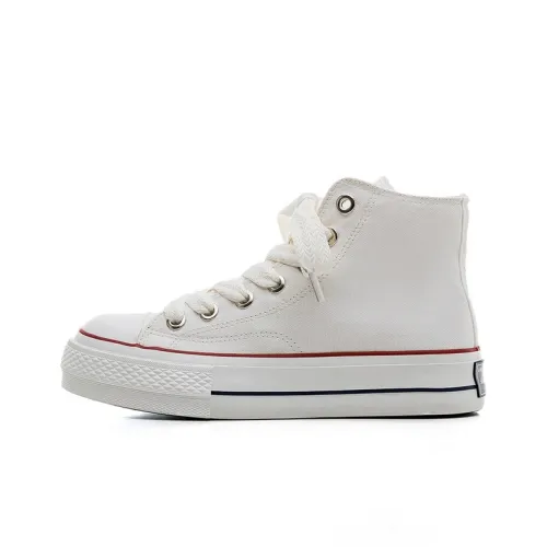 RENBEN Canvas Shoes Women's Mid-Top Red