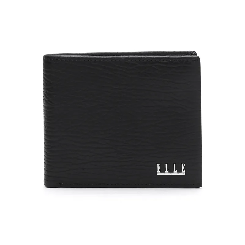 ELLE HOMME Top Grain Cow Leather Wallets Small Size Men's Black-0