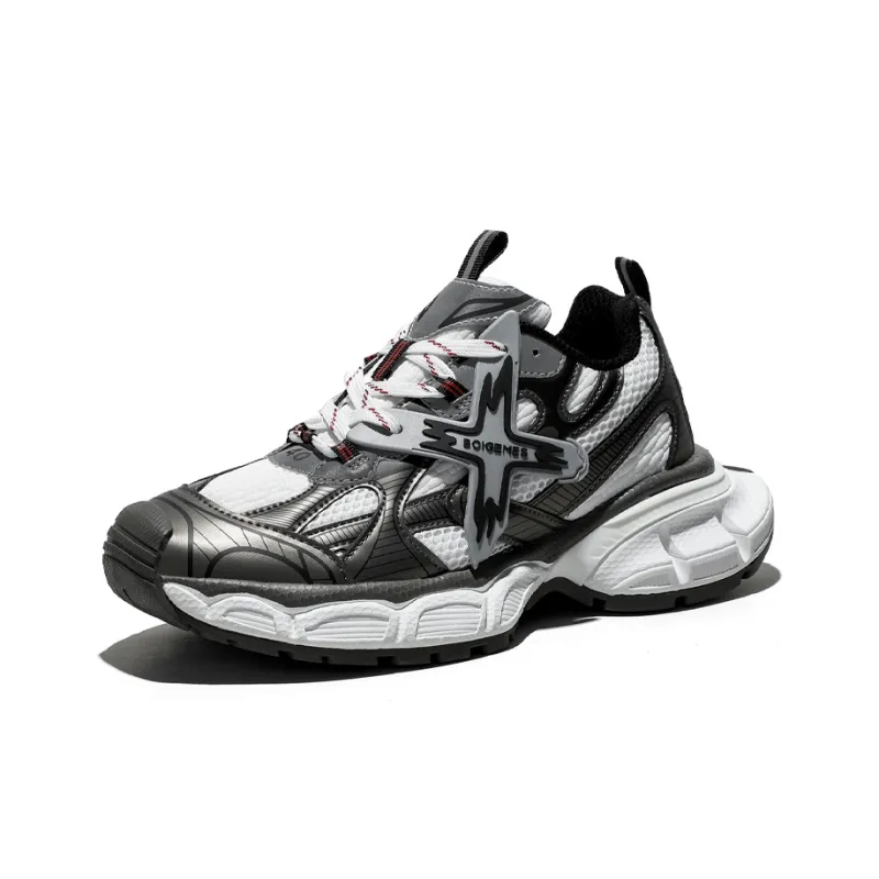 BOIGEMES Chunky Sneakers Unisex Low Top White/Black/Gray/White Blue/Champagne-11