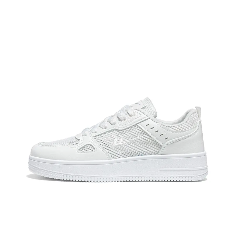 Warrior Mesh Surface White Sneakers Breathable Low Top Skateboard Shoes Men's White-0