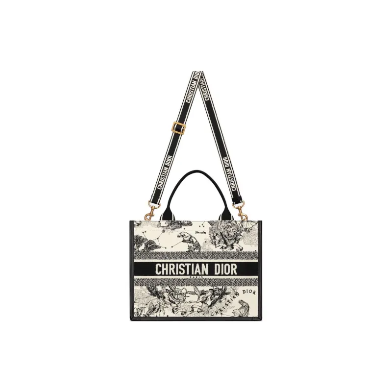 DIOR Calfskin Tote Bag Shopping Bag Handbag Medium Size Women's Black-1