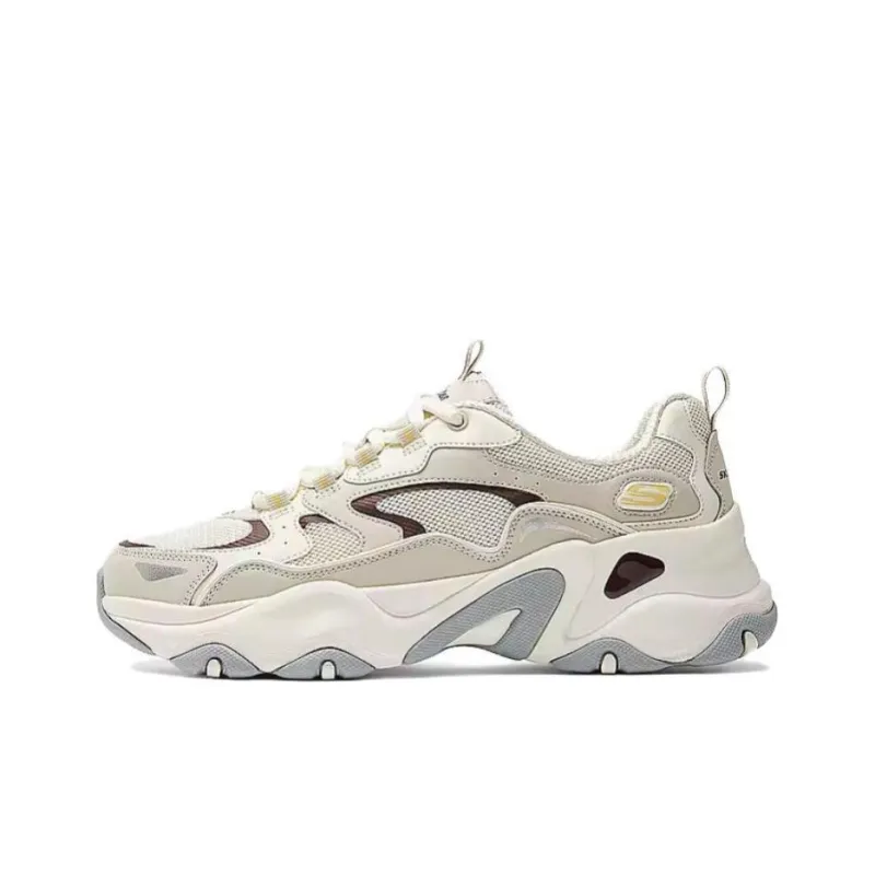 Skechers D'LITES 5.0 Anti Slip Wear Resistant Breathable Height Increasing Low Top Chunky Sneakers Women's Beige Umber-0