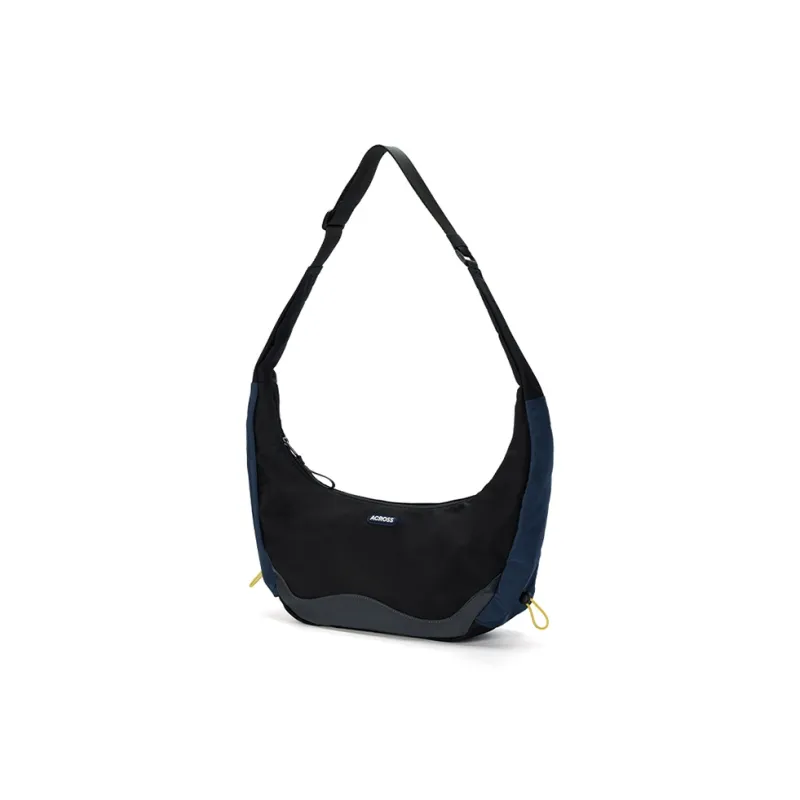 ACROSS Polyester Dumpling Bag, Shoulder Bag, Crossbody Bag, Commuter Bag, Cycling Bag Medium Size Unisex Ecru/Black-8