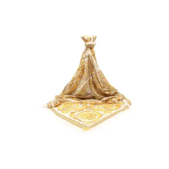 VERSACE Wool Silk Scarves Women's Yellow