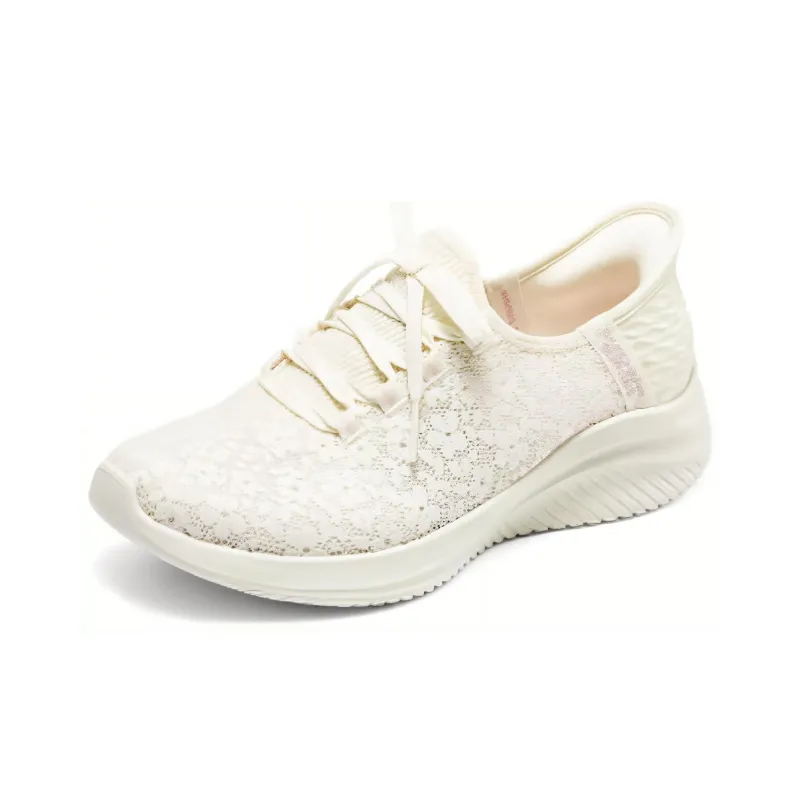 Skechers Cushioned Wear Resistant Breathable Low Top Casual Running Shoes Women's Yellow White-2