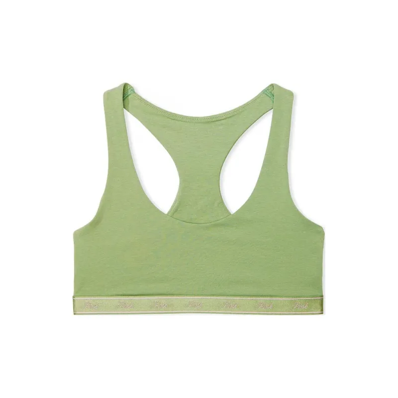 Victoria's Secret PINK BRALETTES & BRA TOPS COTTON LOGO RACERBACK / Green Bra Women's Green-0