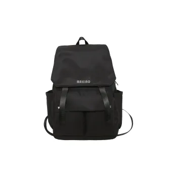 MAKINO Fabric Backpack Medium Size Unisex Black/White/Blue