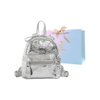 SUPERCUTE PU Travel Bag Small Backpack Regular Women's Silver/Black