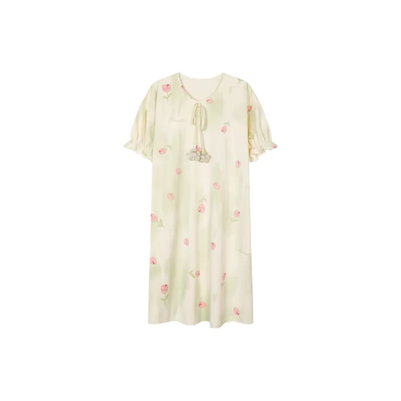 H YXIANG Nightgown Women's Light Green-0