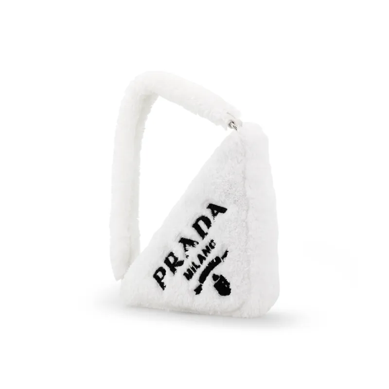PRADA Fabric Triangle Bag Handbags Women's White/Black-3