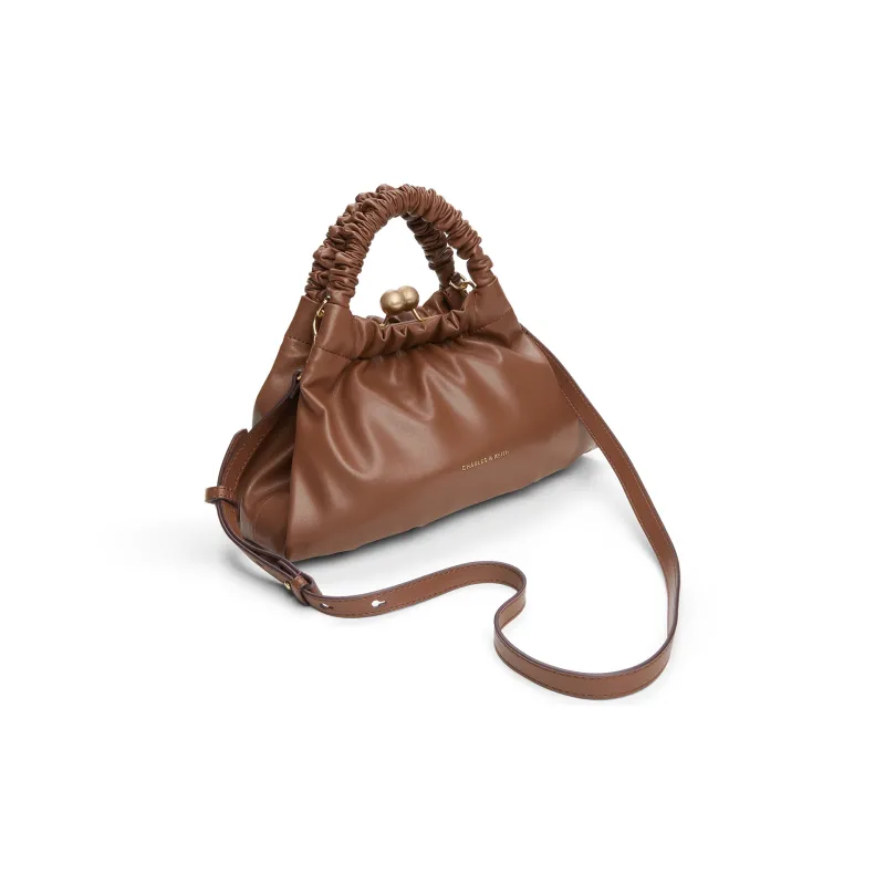 CHARLES&KEITH Polyurethane/Synthetic Leather One Shoulder Handbags Small Size Women's Beige/Chocolate-7