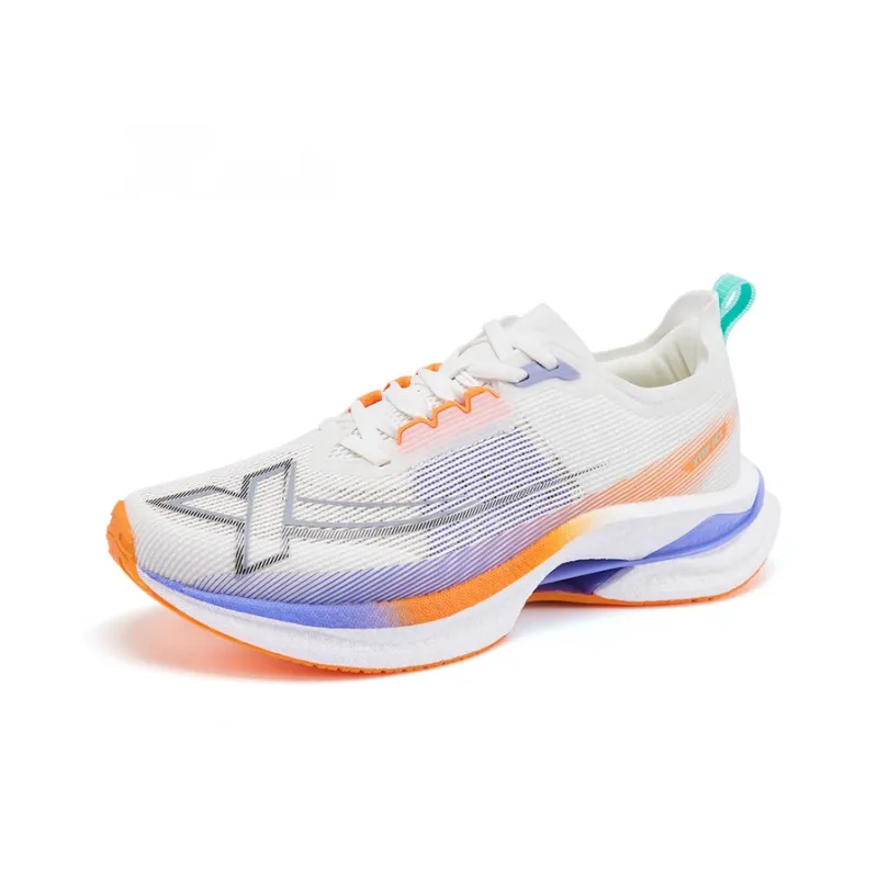 XTEP Cushioned Wear-Resistant Lightweight Breathable Low-Top Running Shoes Men's White Basket Purple-1