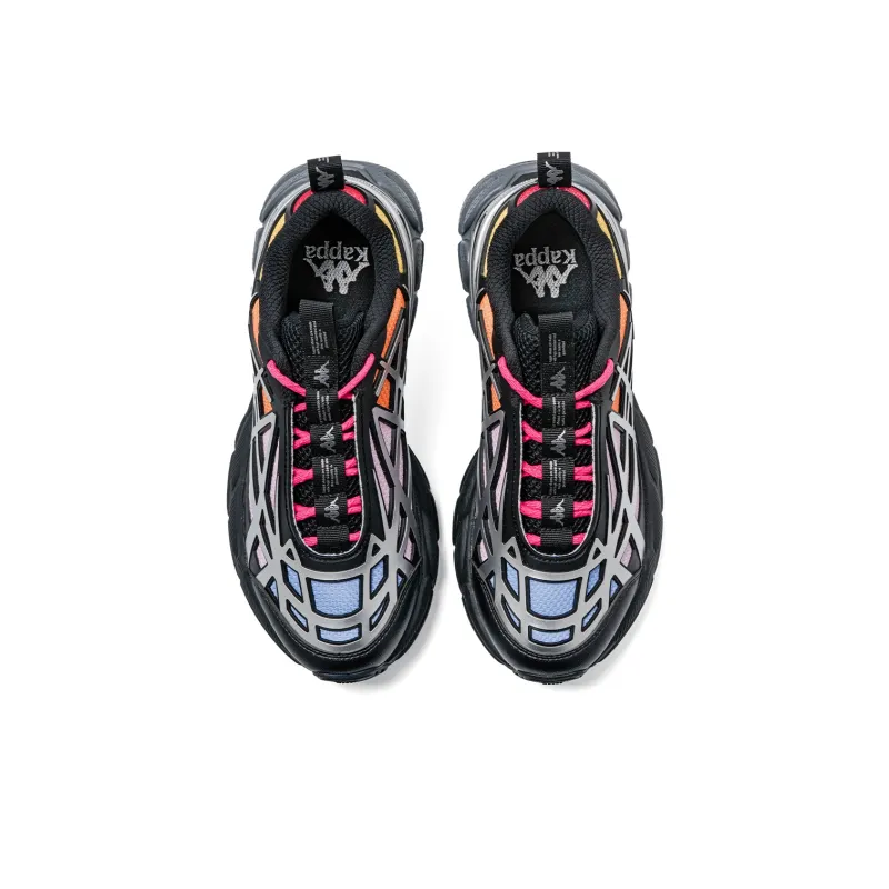 Kappa Anti Slip Wear Resistant Low Top Chunky Sneakers Unisex Black-3