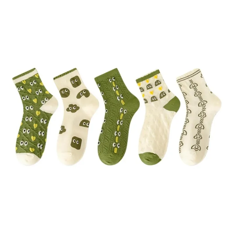 MIIOW Mid Calf Socks Women's 5 Pack-4