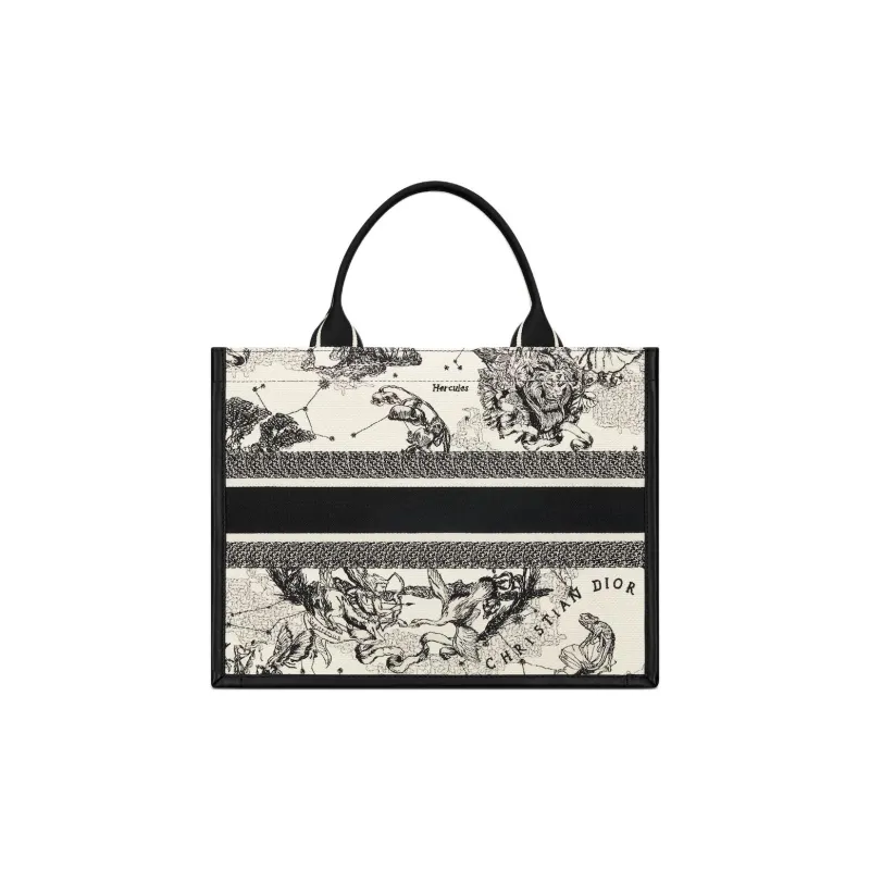 DIOR Calfskin Tote Bag Shopping Bag Handbag Medium Size Women's Black-3