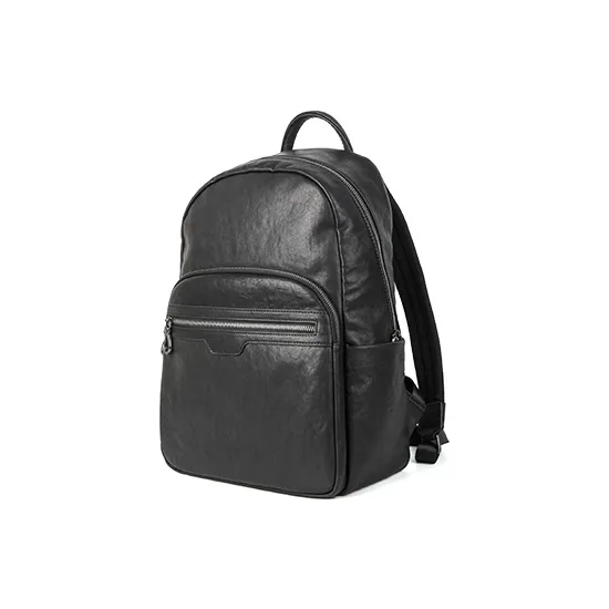 DOSRFINI Top Grain Cow Leather Backpack Men's Black-1