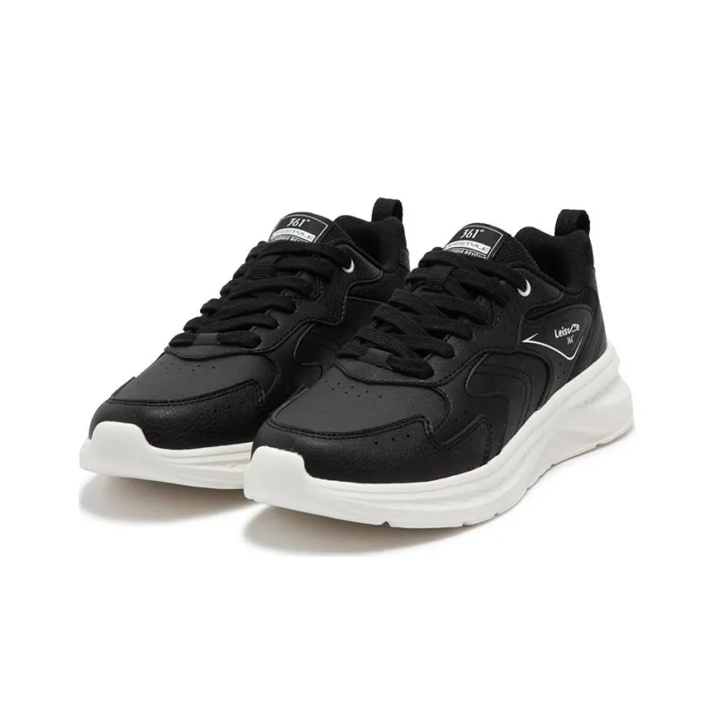 361° Cushioning Lightweight Low Top Casual Running Shoes Women's Black White-2
